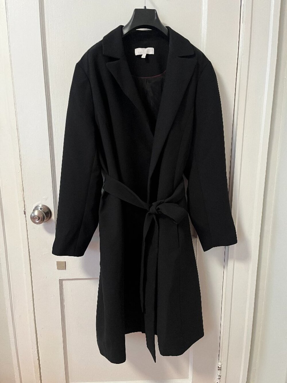 RSVP by Talbots Black Plus Trench-Style Coat